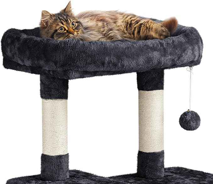 Yaheetech Cat Tree Cat Tower, 63in Multi-Level Pet Furniture for Indoor Kitten w/Sisal-Covered Scratching Posts & Condo, Activity Center for Kitty, Black
