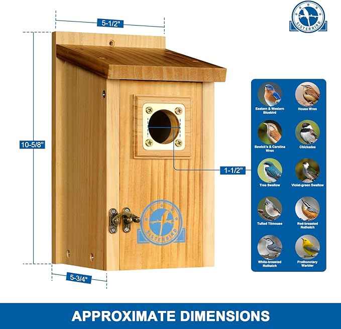 Pack of 2 Premium Bluebird Houses for Outside, Assembled Bird House Gift, Garden Decoration Bluebird House, Copper Predator Guard, Easy to Clean Bird Nesting