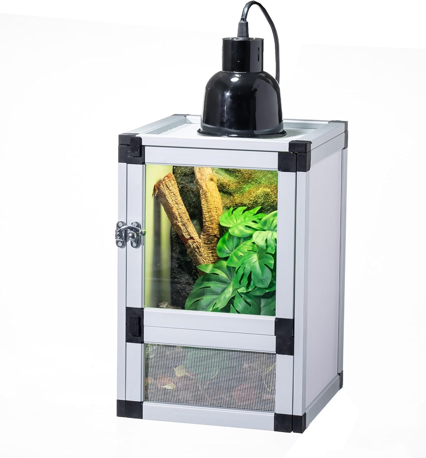 8" x 8" x 12" Bright White Reptile Cage, Rainforest Habitat with Acrylic Door, Ventilated Terrarium for Geckos, Frogs, Snakes, Easy Assembly - FurryFun