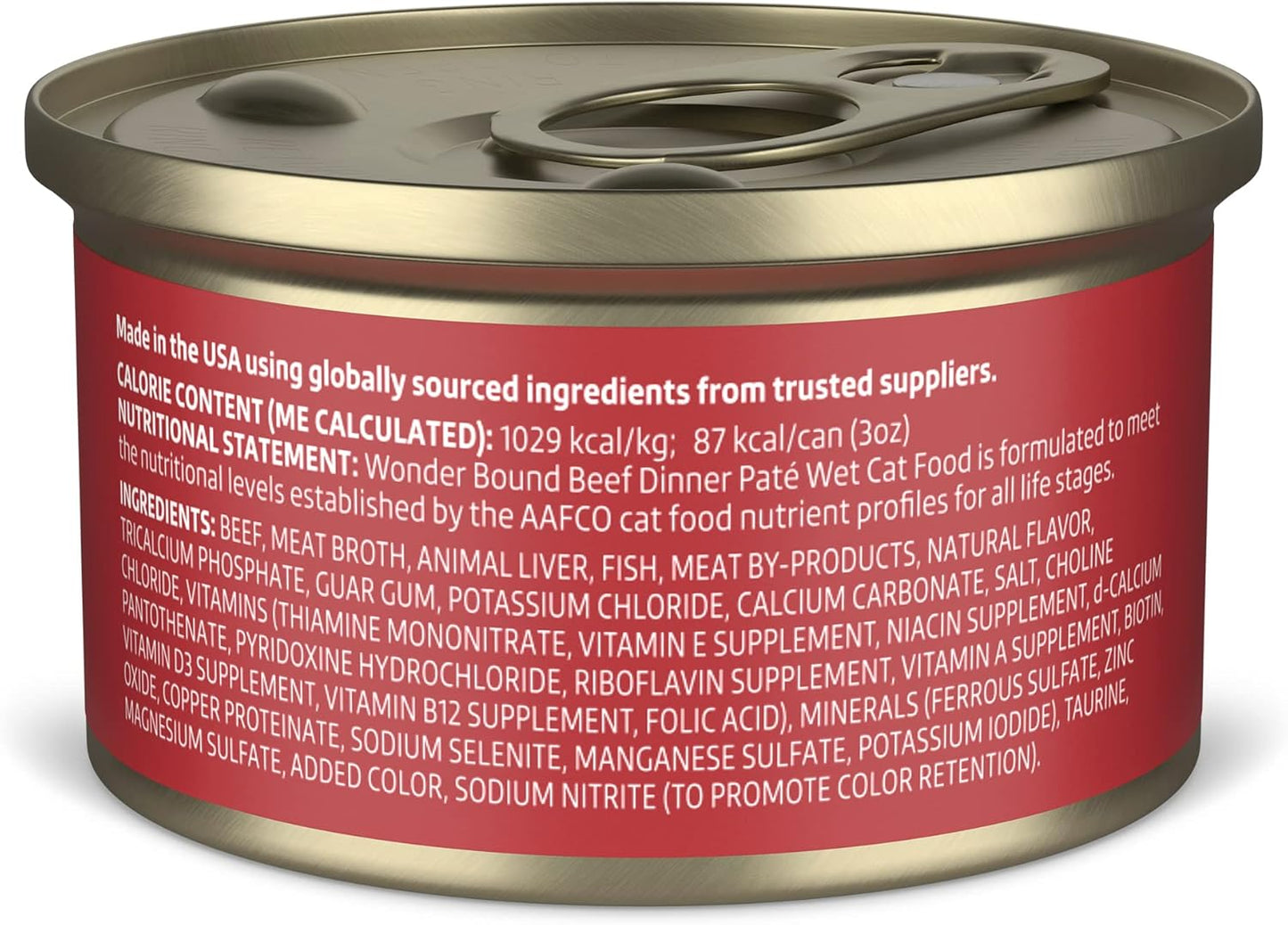 Amazon Brand - Wonder Bound Wet Cat Food, Paté, No Added Grain, 3 oz cans, Pack of 24 (Beef)