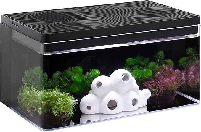 Harmony Aquarium Tank Deluxe by Clairnara – All-in-One 8 Gallon Freshwater Fish Tank with LED Light, Quiet Pump, and Patented Filtration – iF Design Award Winner