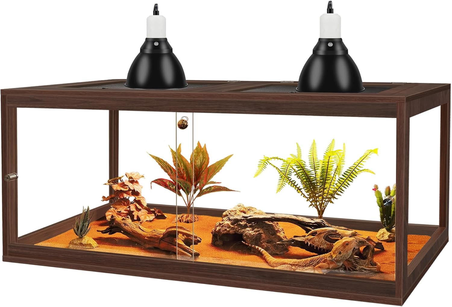 PROLEE Bearded Dragon Tank,81 Gallon Reptile Tank with Meatl Mesh Roof and Front Sliding Door, Anti-Scratch Lizard Tank,Spacious Reptile Enclosure for Snakes,Lguanas, Chameleons(Walnut) - FurryFun