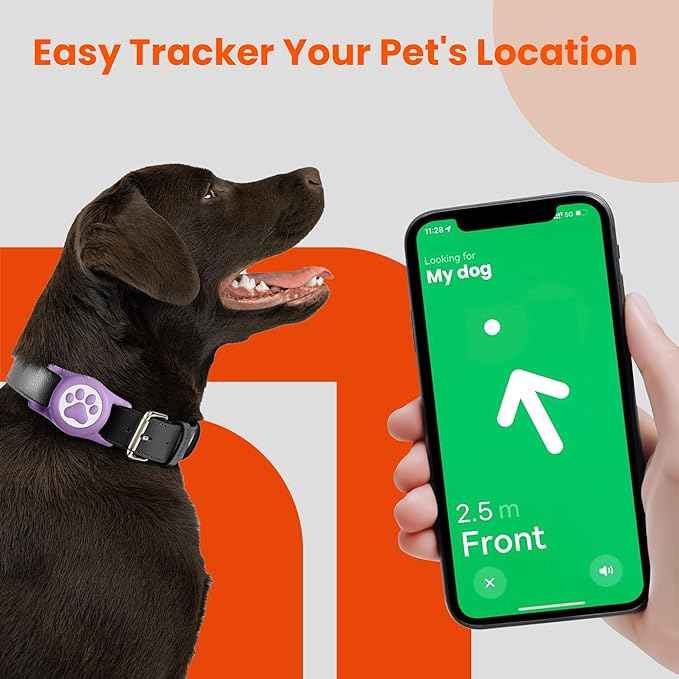 IP68 Waterproof for AirTag Dog Collar Holder, Silicone Air Tags-2 Pack for Apple Dog AirTag Holder(RosexPurple)