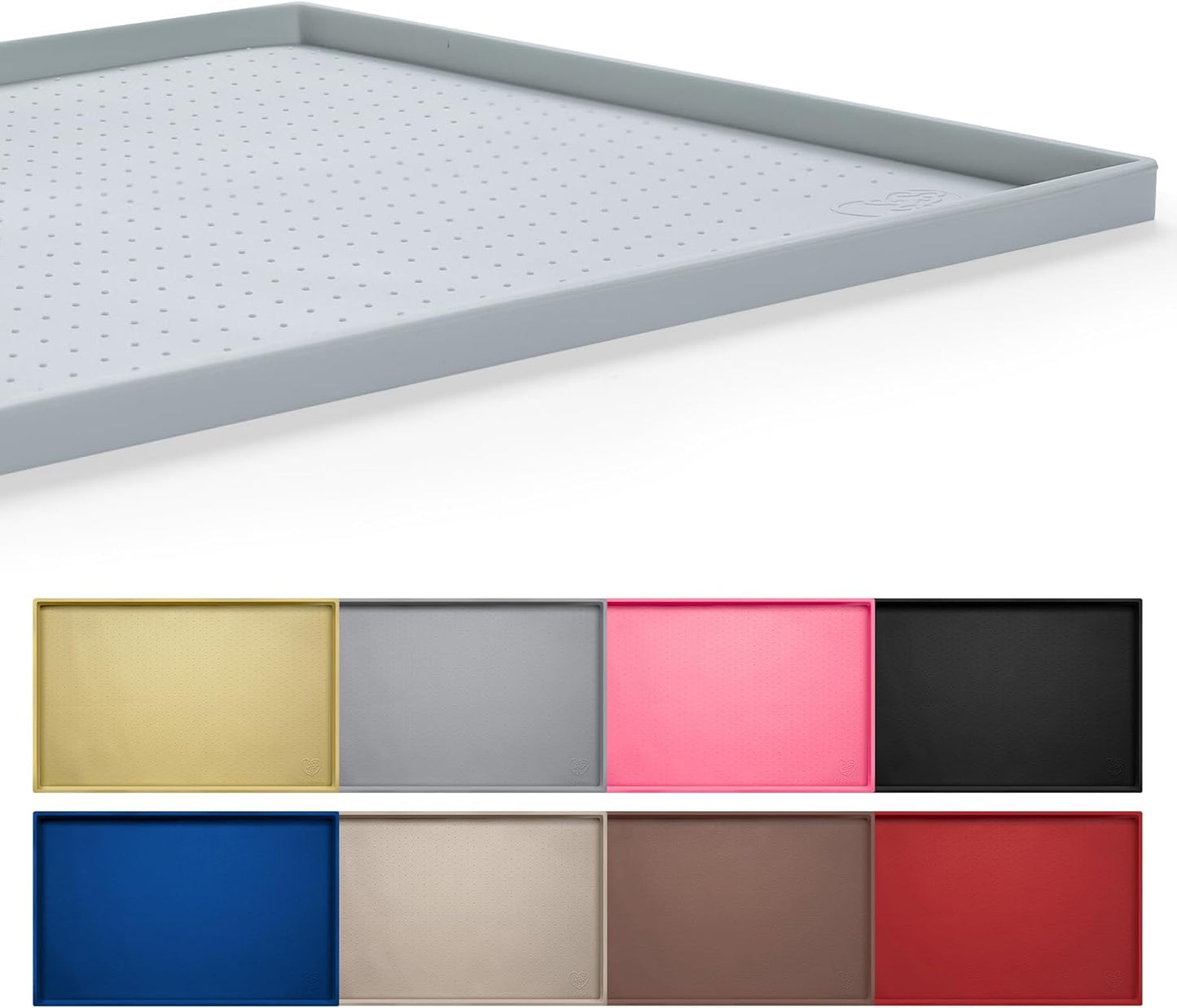 Hubulk Dog Feeding Mat,100% Waterproof Food Grade Silicone Pet Food and Water Bowl Placemat,Dishwasher, High Raised Edge to Prevent Spills,Nonslip Tray to Stop Messes on Floor（28"x18"x0.8", Mist）