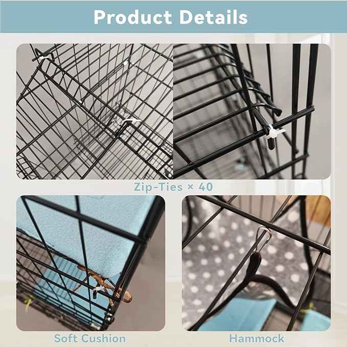 3-Tier Cat Cage Indoor: Medium Cat Enclosure Pet Playpen Detachable Metal Wire Kennel Collapsible Crate with Scratching Post & Plush Pads & Hammock for Cats Kittens