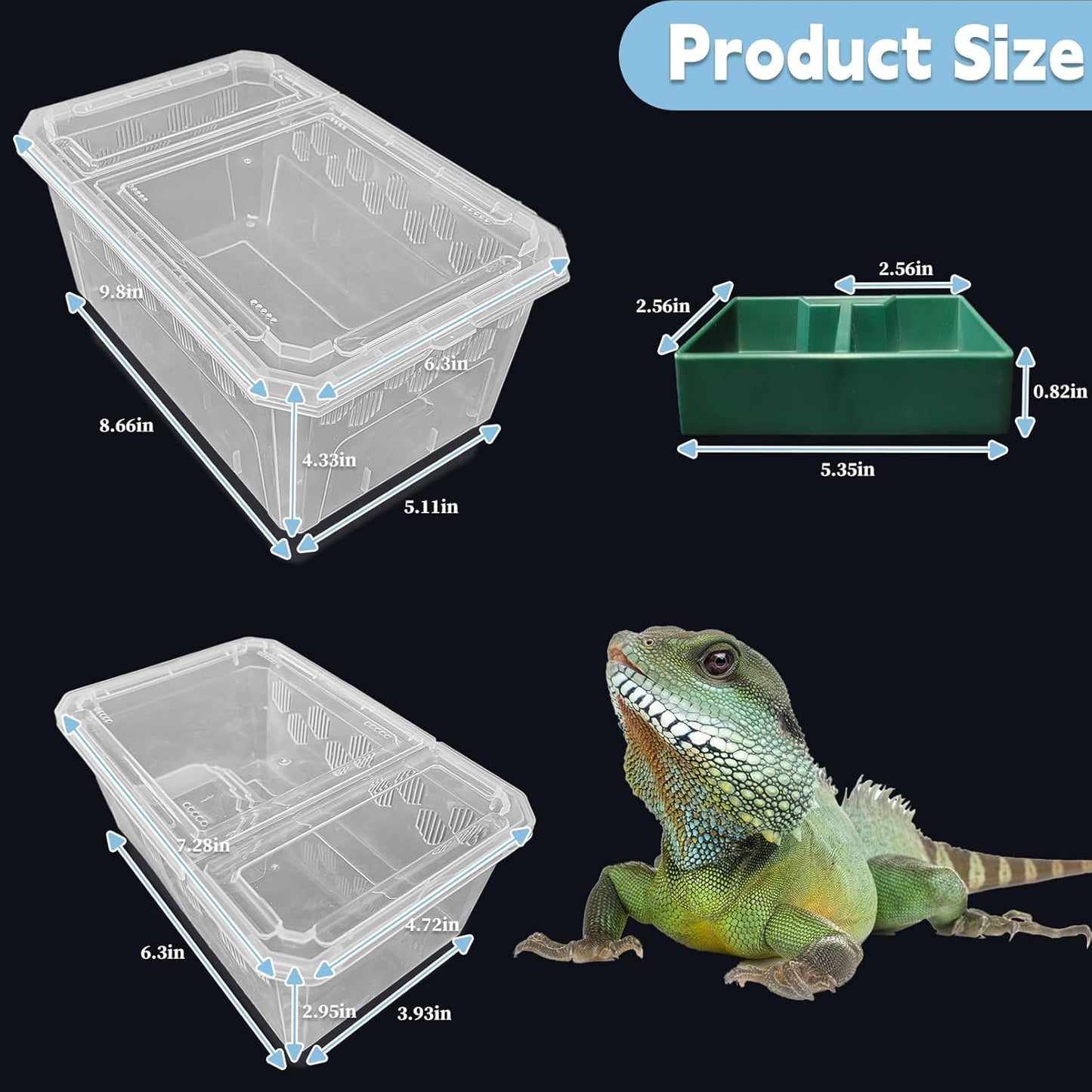 PINVNBY Reptile Feeding Box 6 PCS Snake Breeding Box Lizard Cricket Cage Habitat Hatching Container Transparent Portable Critter Keeper for Spider Scorpion Gecko Tortoise Treefrog (2 Large 4 Small) - FurryFun