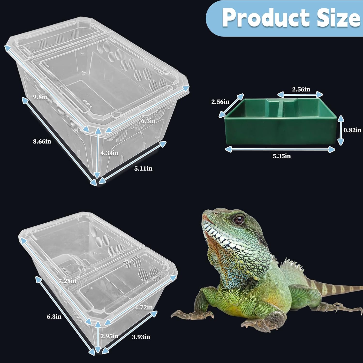 PINVNBY Reptile Feeding Box 6 PCS Snake Breeding Box Lizard Cricket Cage Habitat Hatching Container Transparent Portable Critter Keeper for Spider Scorpion Gecko Tortoise Treefrog (2 Large 4 Small) - FurryFun