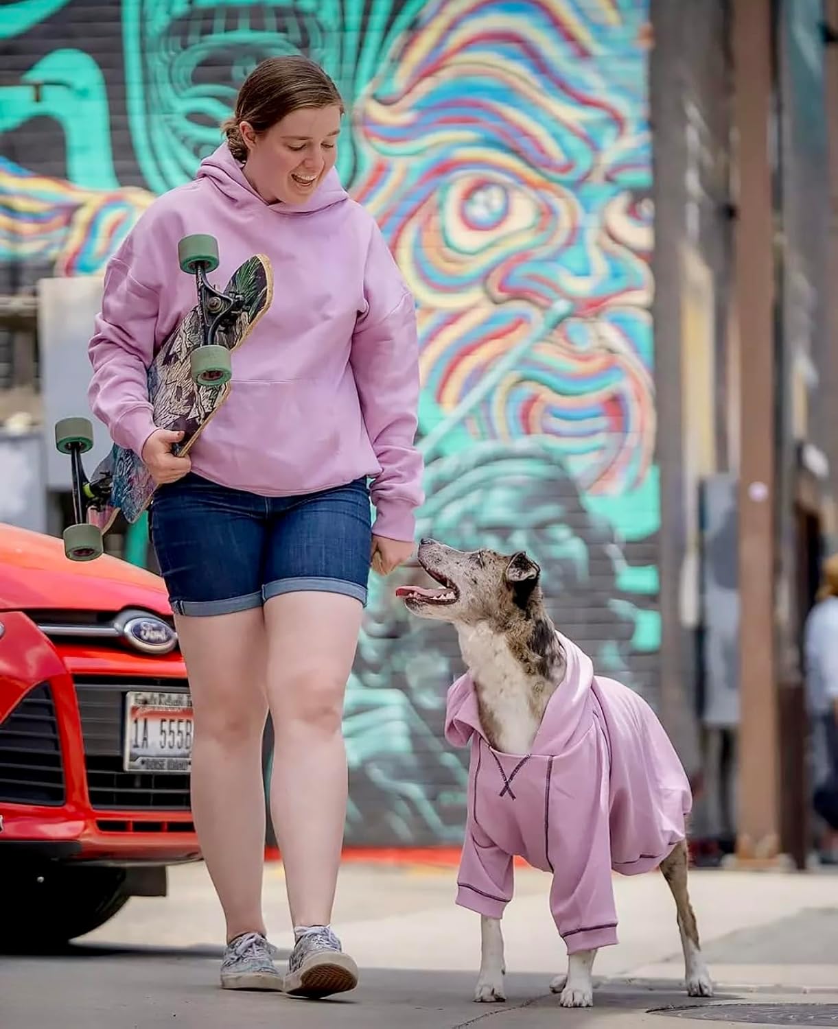 Blueberry Pet Essentials Dog Hoodie – 26 inch, Cotton‑Blend Sweatshirt with Hood, Pink Lilac, Machine‑Washable Small‑Dog Jersey