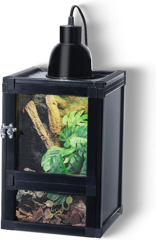 8" x 8" x 12" Small Reptile Cage, Rainforest Habitat with Screen Door, Ventilated Terrarium for Lizards, Frogs, Snakes, Easy Assembly - FurryFun