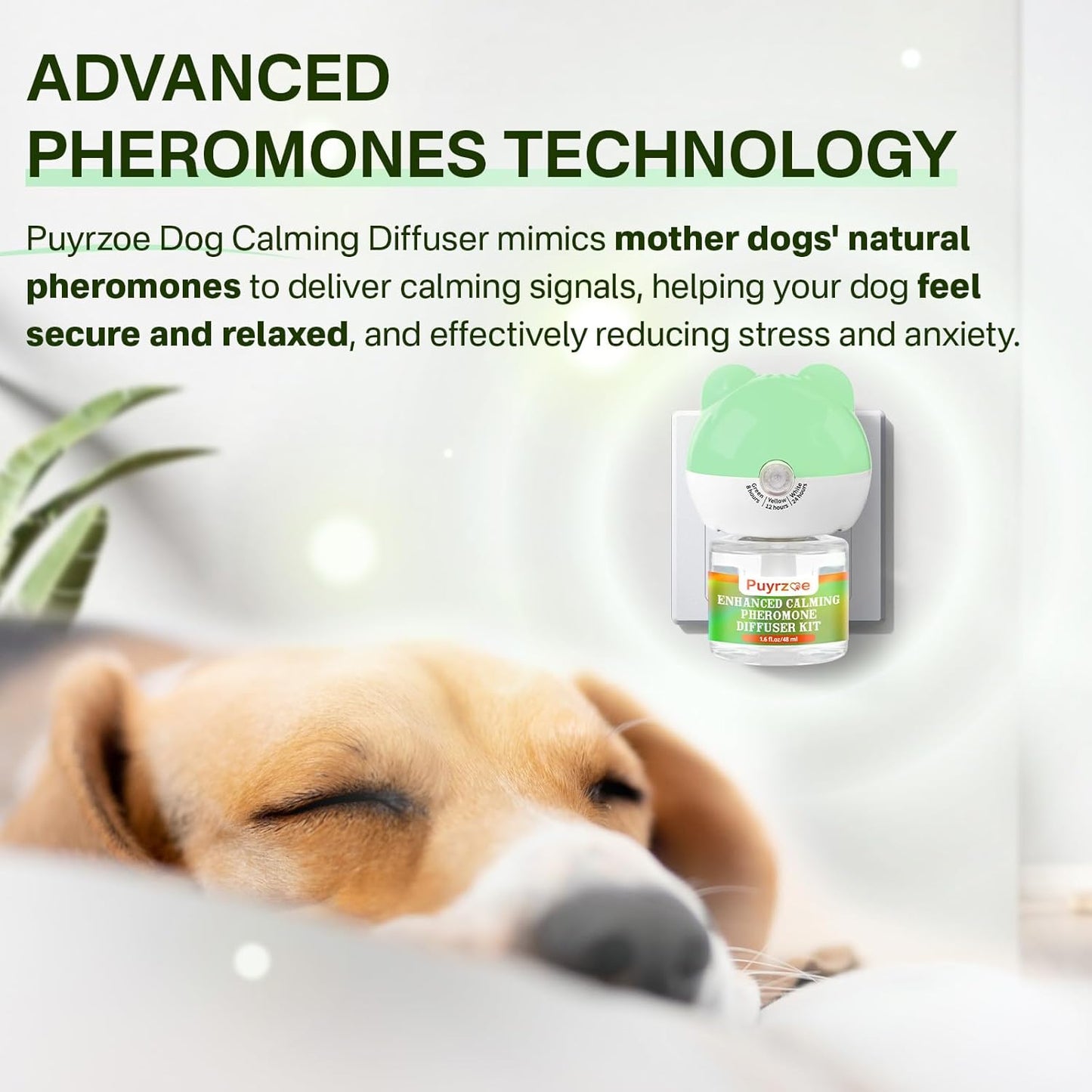Dog Calming Diffuser with 3 Timing Functions, 6-in-1 Dog Anxiety Relief Diffuser Kit, 120-Day Anxiety Relief, Stress Relaxation Pheromones Calming for All Dogs (2 Diffusers + 4 Refills)