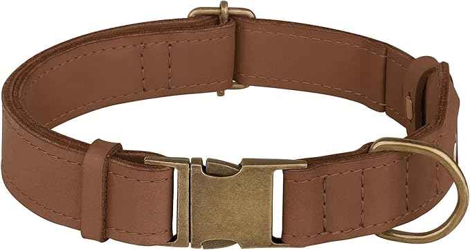 AirTag Dog Collar - Genuine Leather Dog Collar with Apple AirTag Holder and Metal Buckle - Smart GPS Tracking Pet Collars (Tawny, XL, 20"-25" Neck Fit)