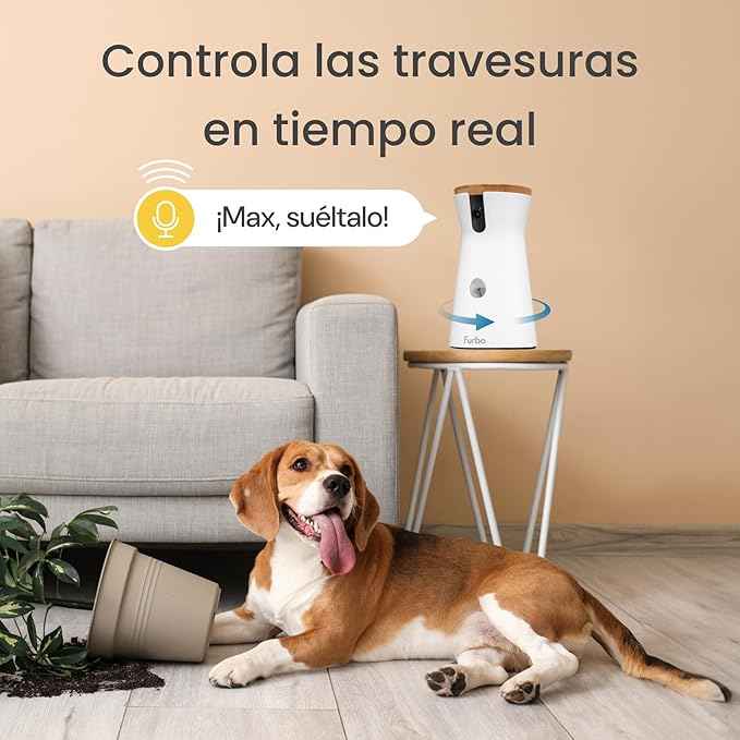 Furbo 360° Dog Camera: Pet Security Cam w/Barking Alerts, Rotating View, Treat Toss w/Phone App, Smart Home Puppy Monitoring, 2-Way Speaker, No Subscription Needed. Standard See, Talk, & Toss Features