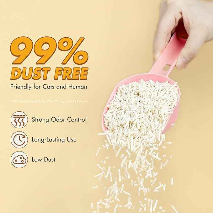Happy & Polly Tofu Cat Litter – Fast Clumping, Flushable, Ultra Absorbent, Low Tracking, 100% Natural Raw Materials with Coconut Charcoal – 11 LB(5.5LB*2 Bags)