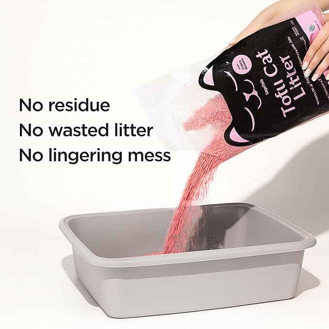 Natural Tofu Cat Litter, Fast Clumping and Scoops Easy, Dust-Free, Low Tracking, Quick Drying & Odor Control, Eco-Friendly Plant-Based Cat Litter 5.5lb/88oz – Cherry Blossom (1 Pack)