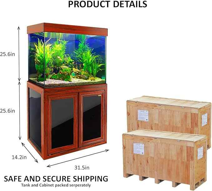 Aqua Dream 50 Gallon Fish Tank with Premium Tempered & Ultra Transparent Glass (Complete Aquarium Setup) Red Wood