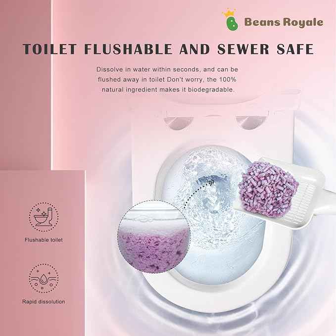 2pcs Pack (6L x 2) Tofu Cat Litter, Clumping Kitty Litter, Flushable,Pea Fiber,Dust Free, Odor Control, Low Tracking, Lightweight (Lavender)