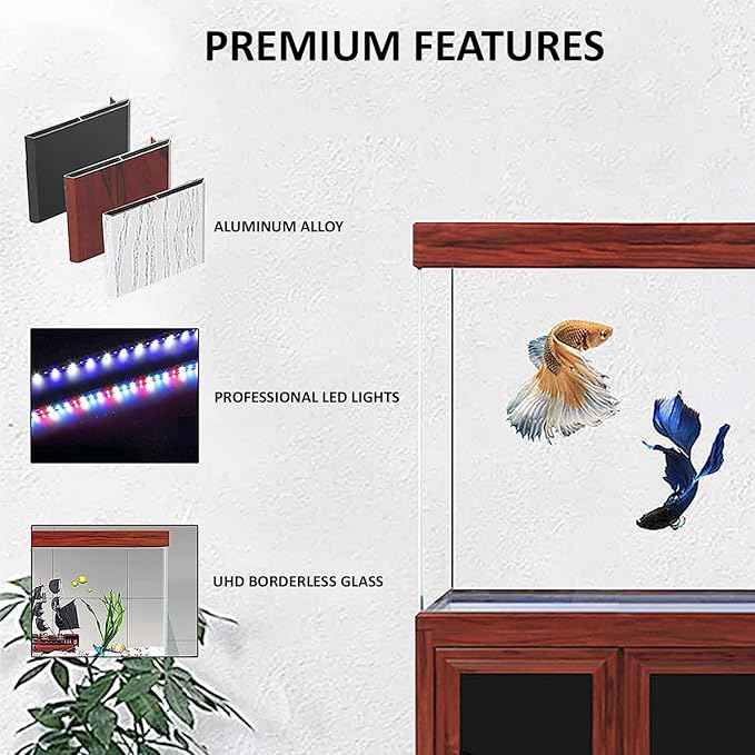 Aqua Dream 40 Gallon Fish Tank with Premium Tempered & Ultra Transparent Glass (Complete Aquarium Setup) RED Wood