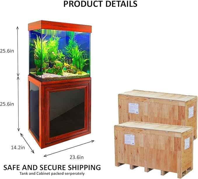 Aqua Dream 40 Gallon Fish Tank with Premium Tempered & Ultra Transparent Glass (Complete Aquarium Setup) RED Wood