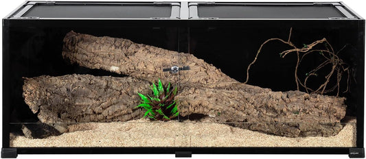 REPTI ZOO 68 Gallon Reptile Terrariums, 48" X 18" X 18" Reptiles Tanks Enclosure for Bearded Dragon Ball Python Snake, Black-Tinted ECO Glass Reptile Habitat with Sliding Door & Top Screen Ventilation - FurryFun