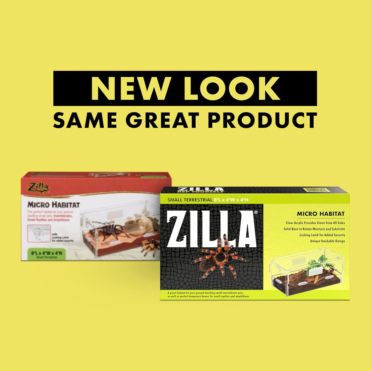 Zilla Micro Habitat Terrarium, Terrestrial, with Locking Latch, for Isopods, Spiders, Insects, Small - FurryFun