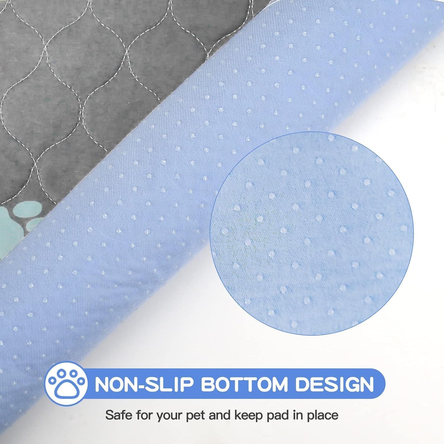 Aitmexcn Washable Puppy Dog Pee Pad, 2PCS 100% Waterproof Whelping Training Mat for Puppy/Senior Dog, Fast Drying Reusable Puppy Pads for Indoor, Outdoor and Car Travel- 48*65'' Llight Gray