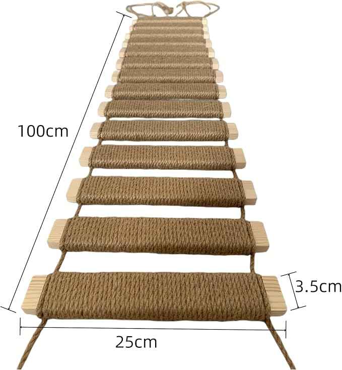 Cat Climbing Kit - Sisal Rope Cat Bridge, Cage Ladder, Scratcher & Step Platform Tower, Cat Ladder