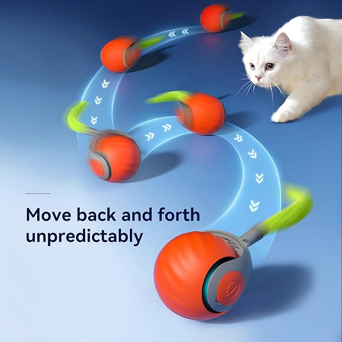 2026 Newly upgraded Version 3.0 Cat Toys，Interactive Cat Toys for Indoor Cats，Automatic Cat Toy, Interactive Cat Toy，Smart 3.0 Pet Toys, Electronic Rollerball Pet Chase Toys (Blue + Orange - 2 Pieces)