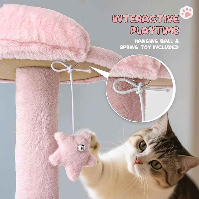 MoNiBloom 70 Inch Cat Tree Tower for Indoor Cats Large Adults, Tall Cat Tower with Scratching Post, Multi-Level Furniture Activity Center with Cat Condo Pet Play House, Soft Pink
