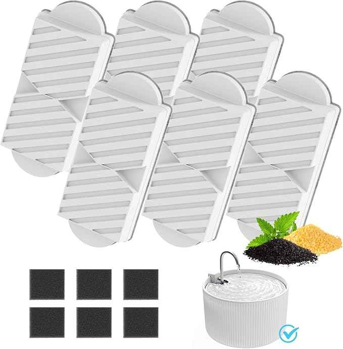 Cat Water Fountain Filters for 74oz/2.2L Ceramic Cat Water Fountain, Replacement Filters (6+6 Pack)