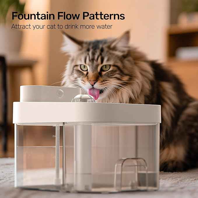 2026 Latest Cat Water Fountain, No Filter Cotton, App Monitoring Wastewater Separation Wireless Pet Fountain, 5000mAh Battery & Plug-in, 3L/101oz Water Dispenser for Cats Indoor, 2.4G Wi-Fi