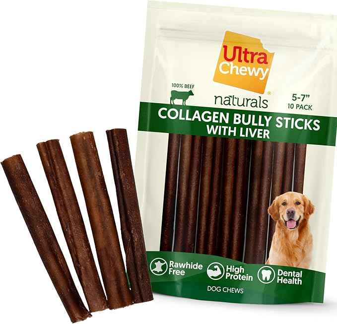 Ultra Chewy Collagen Sticks 5-7 inches (10 Pack) – Long Lasting Odor-Free, All-Natural Dog Chews – Rawhide & Bully Stick Alternative