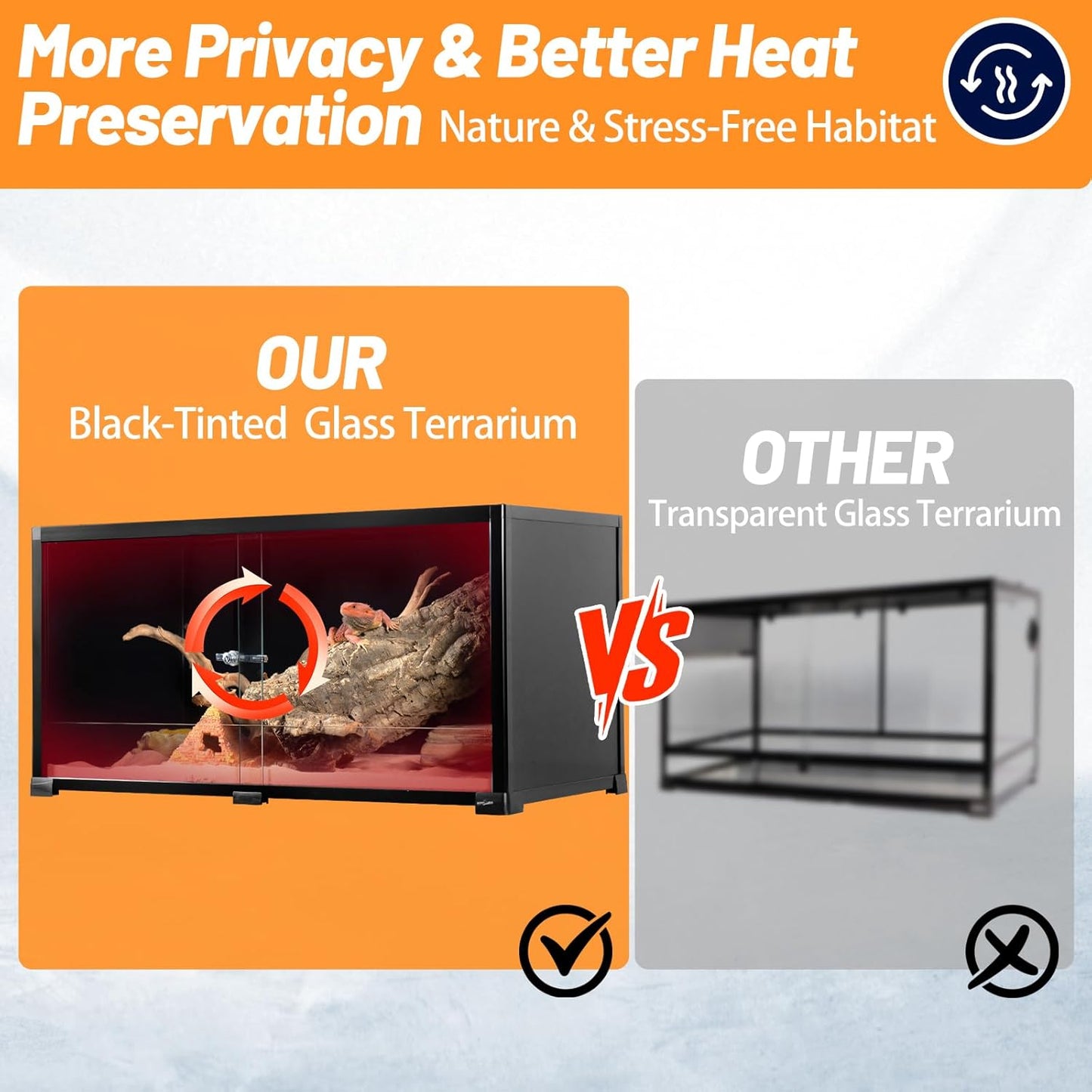 REPTI ZOO 50 Gallon Reptile Tank, 36" X 18" X 18" Reptile Terrarium, Black-Tinted ECO Glass Enclosure with Sliding Door & Mesh Top, Secure & Low-Stress Habitat for Bearded Dragon, Gecko, Snake, Lizard - FurryFun
