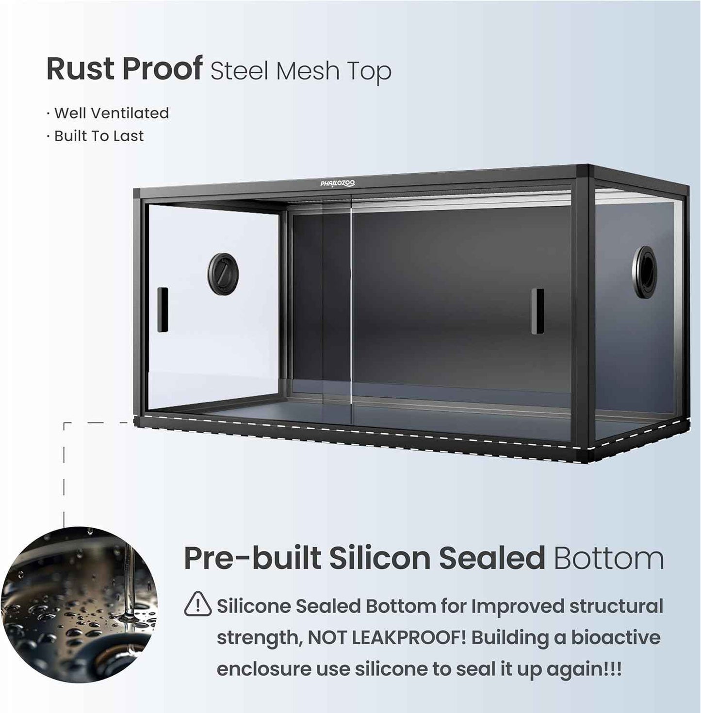 50 Gallon Bearded Dragon Tank, Reptile Enclosure for Easy Maintenance, Front Opening Reptile Tank with Top Screen Ventilation & Glass Sliding Door 36''x18''x18''