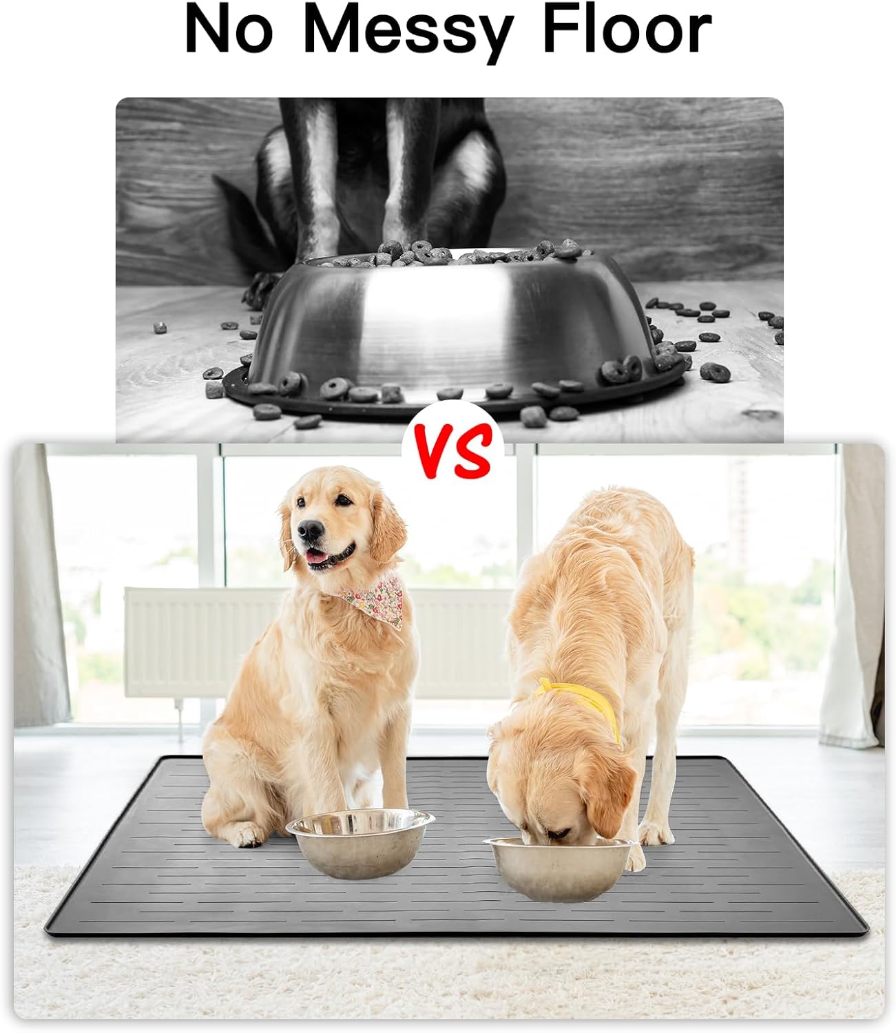 32" x 24" Large Pet Food Mat, Silicone Dog Mats for Food and Water, Nonslip Pet Feeding Mats for Floors,Dog Cat Bowl Mat with Raised Edges, Dark Green