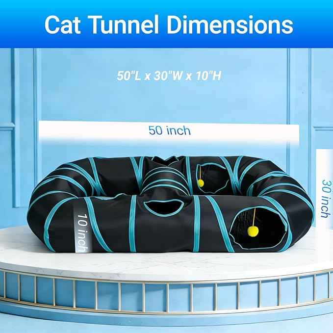 Interactive Cat Toys, Fast Rolling Toy Ball in Figure-8 Cat Tunnel, Automatic cat Toy for Indoor Cats, Cat Hunting Toys for Indoor Cats