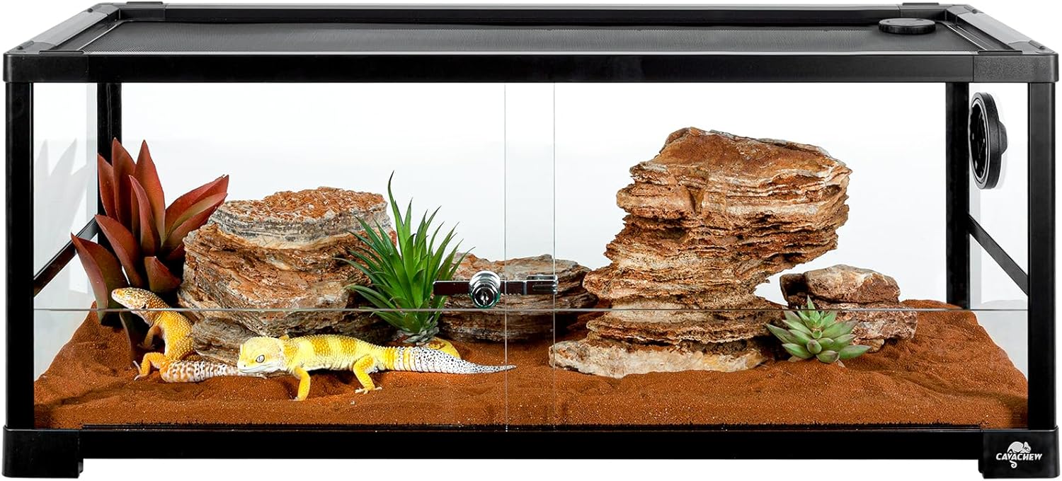 20 Gallon Reptile Tank, 30" x 12" x 12" Reptile Terrarium, Top Screen Ventilation, Sliding Door, Cable & Fogger Pass, Glass Enclosure for Bearded Dragon, Lizard, Gecko, Frog, Snake - FurryFun