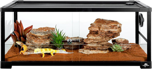20 Gallon Reptile Tank, 30" x 12" x 12" Reptile Terrarium, Top Screen Ventilation, Sliding Door, Cable & Fogger Pass, Glass Enclosure for Bearded Dragon, Lizard, Gecko, Frog, Snake - FurryFun