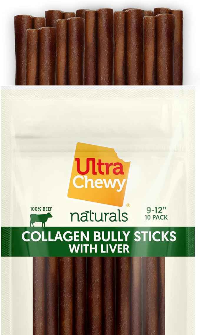 Ultra Chewy Collagen Sticks 9-12 inches (10 Pack) – Long Lasting Odor-Free, All-Natural Dog Chews – Rawhide & Bully Stick Alternative