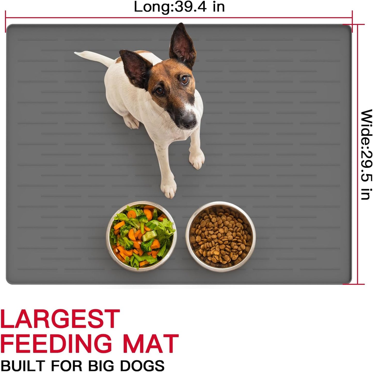 39.4"x29.5" Large Pet Food Mat, Silicone Dog Mats for Food and Water, Nonslip Pet Feeding Mats for Floors,Dog Cat Bowl Mat with Raised Edges, Dark Green