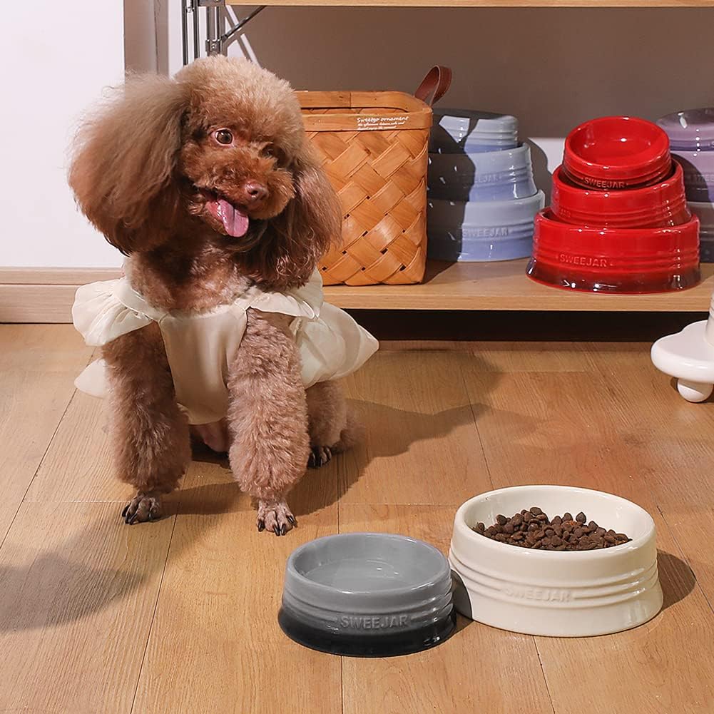 Sweejar Gradient Dog Bowl, Ceramic Dog Food Dish for Large Dogs and Large Cat, Porcelain Pet Bowl for Food and Water 32 oz (White)