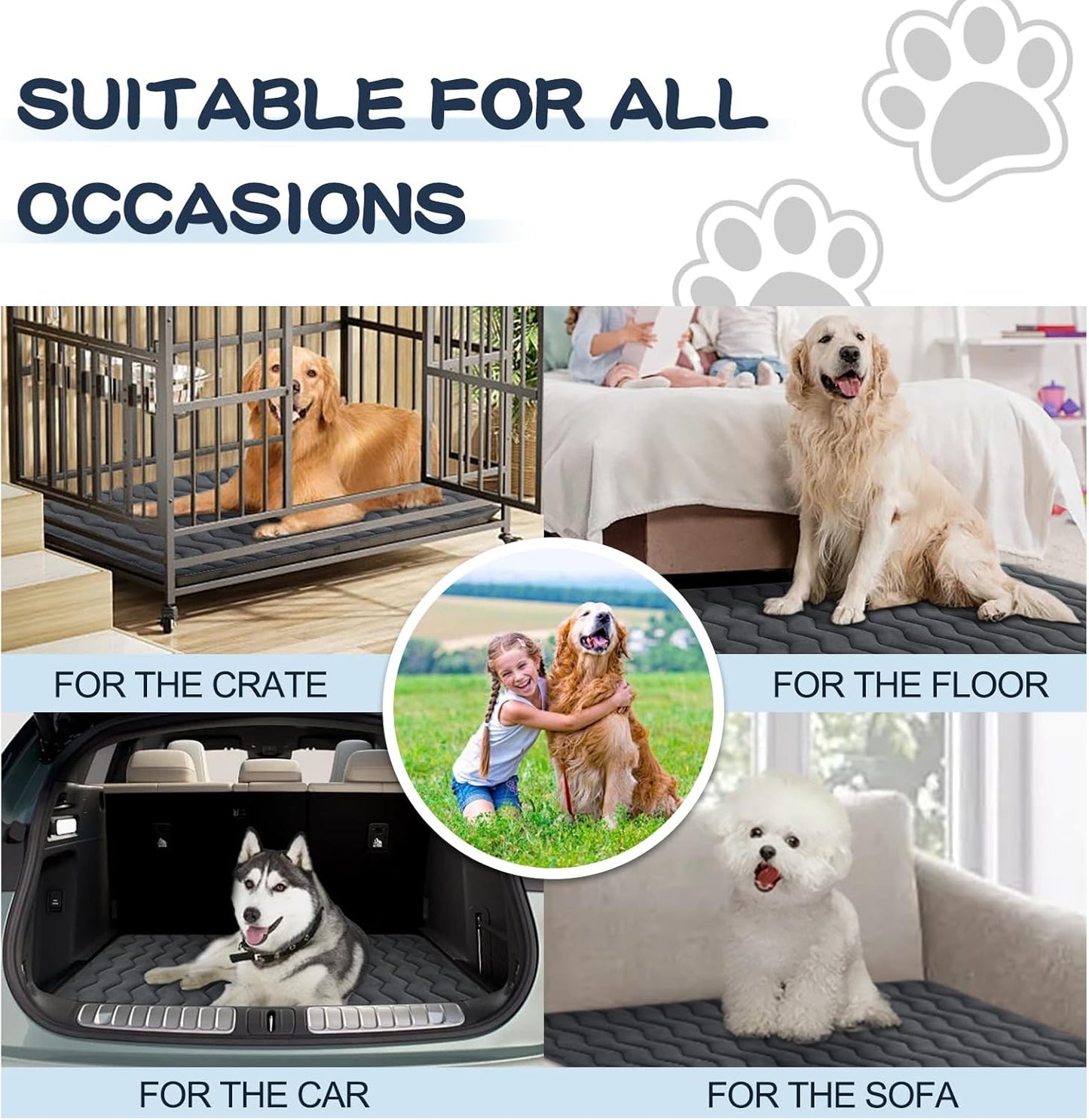 Bubble bear Dog Crate Mat - Upgraded Thick, Ultra Soft, Washable & Anti-Slip Kennel Pad for Small/Medium/Large Dogs, Dark-Hued to Hide Stains (30"x19")