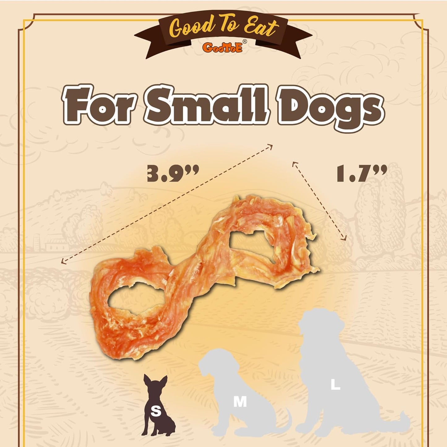 Gootoe Turkey Tendons for Dogs – All-Natural, Hypoallergenic Dog Treats, Rawhide Alternative, Long Lasting Puppy Chews, Healthy Dog Treats for Small Breeds, Rope (S), 6 Count Pack