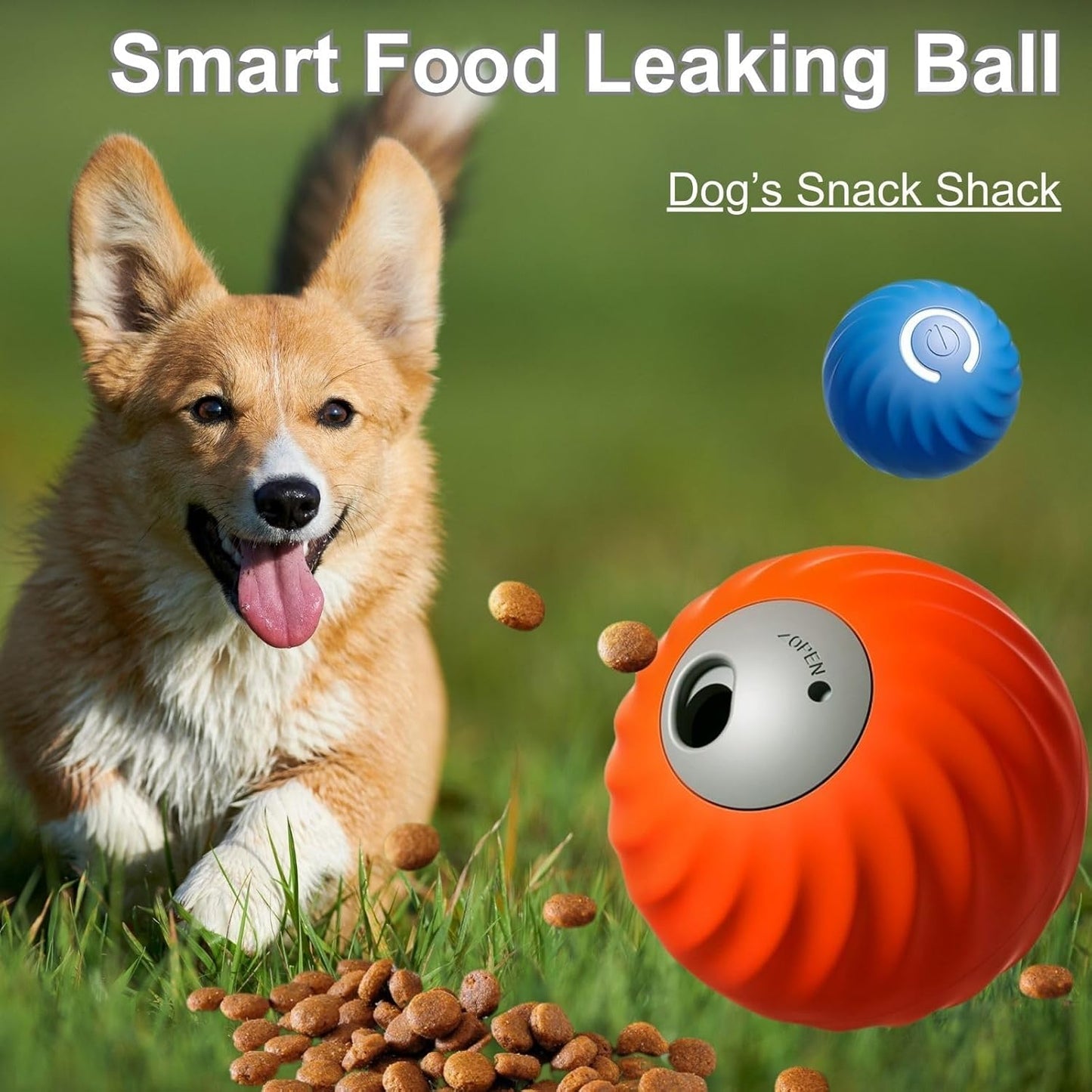 Zoomie Buddy 2.0, Zoomie Buddy for Dogs, 2 in 1 Smart Touch Interactive Dog Balls ＆ Pet Feeder, 2.83" Diameter, Suitable for Small/Medium Dogs, with Fruit Plush Cover (Blue, Pineapple)