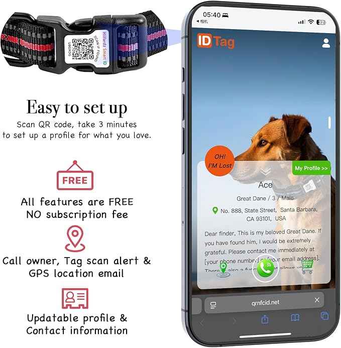 Airtag Dog Collar with QR Code Tag - Reflective Adjustable Nylon Collar, Quick Release Buckle for Small Medium Large Dogs, Comfortable Padded Lining (Red, L)