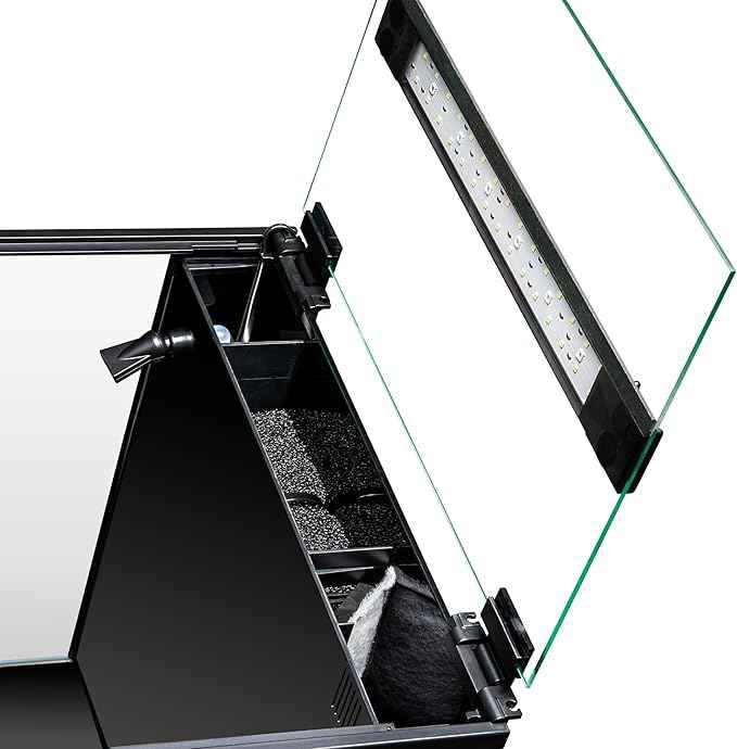 Aquatop 13.5 Gallon Bow Front Glass Aquarium Kit with Filter and LED Lighting - All in One Desktop Fish Tank, Ideal for Freshwater and Saltwater, BFK-13