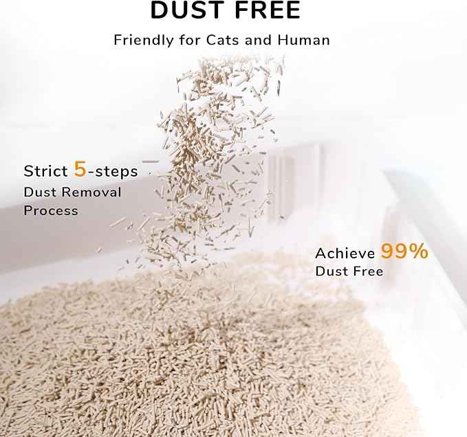 FUKUMARU Tofu Cat Litter - Septic Safe Corn Starch Blend, Flushable & Dust-Free, Quick Clumping, Superior Odor Control, Unscented, All-Natural, Low Tracking Pellets, Lightweight, 12 LBS (2 Packs)