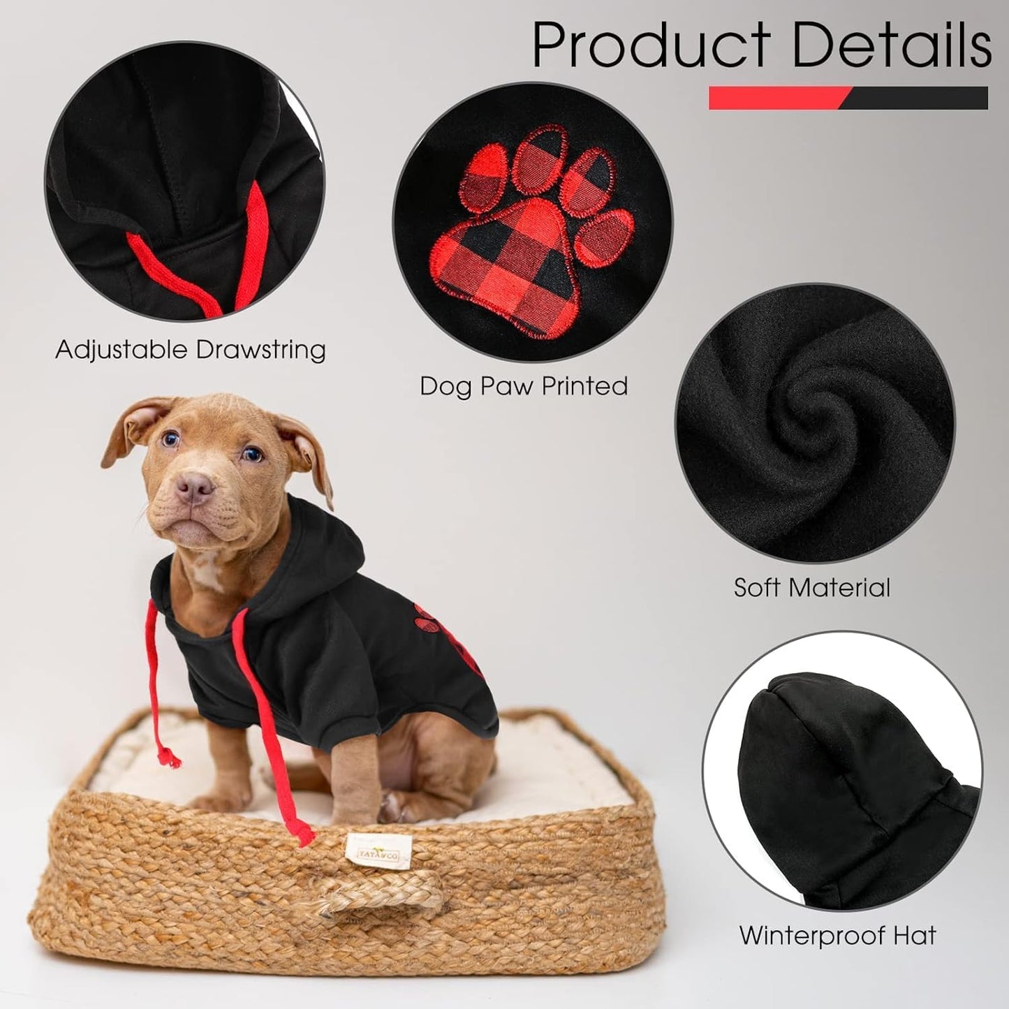 SAWMONG Dog Hoodie,Flannel Pet Hooded Sweater with Hat Puppy Pullover Sweater Shirt,Dog (Black,2XL)