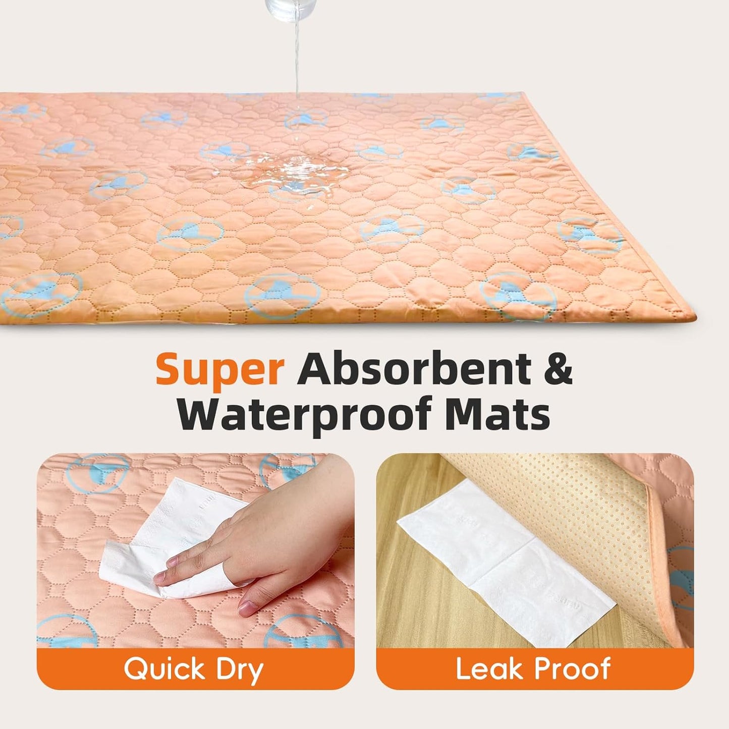PJYuCien Washable Pee Pads for Dogs 2 Pack, 89" x 33" Octagonal Reusable Pee Pads for Dogs, Leak-Proof Pet Training Pads, Puppy Pads for Non-Slip, Designed for 24/30/36/42'' Width 8 Panels Pen