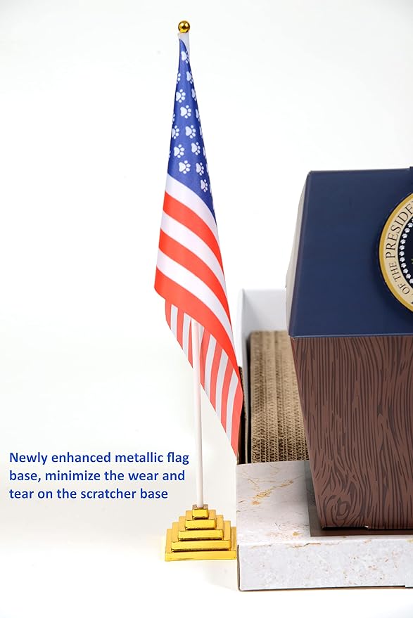 LA LA CAT Funny Presidential Podium Cat Scratcher/Sturdy Cardboard Cat Scratcher/Grooming Brush &Silvervine/for Indoor Cats/Childless Cat Lady's Purrfect Companion/2024 Election *Original Design*