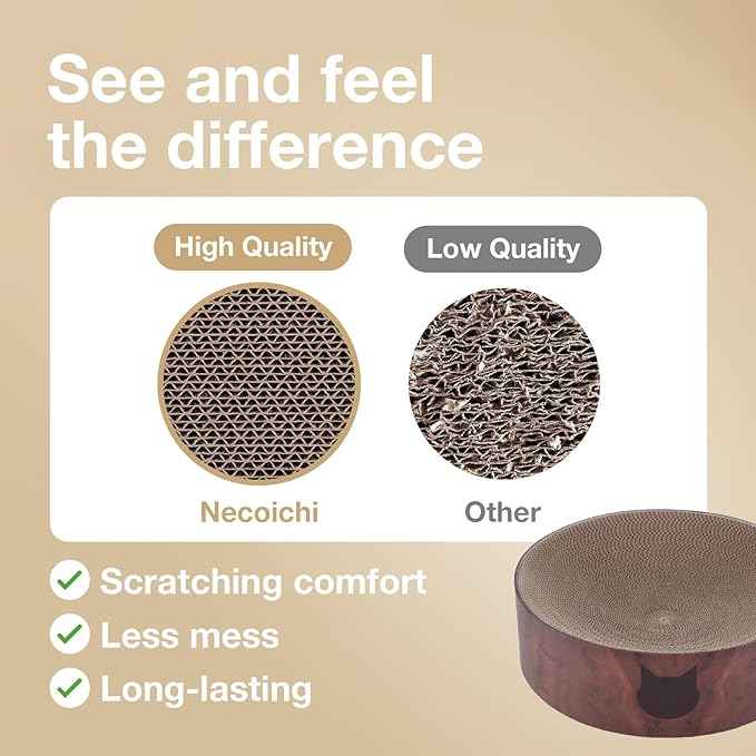 Necoichi Cat Scratcher Bowl for Indoor Cats - Cat Scratching Lounger with Reversible Usability and Extra Comfort for Lounge, Cardboard Bed Couch / (Regular, Dark Cherry)